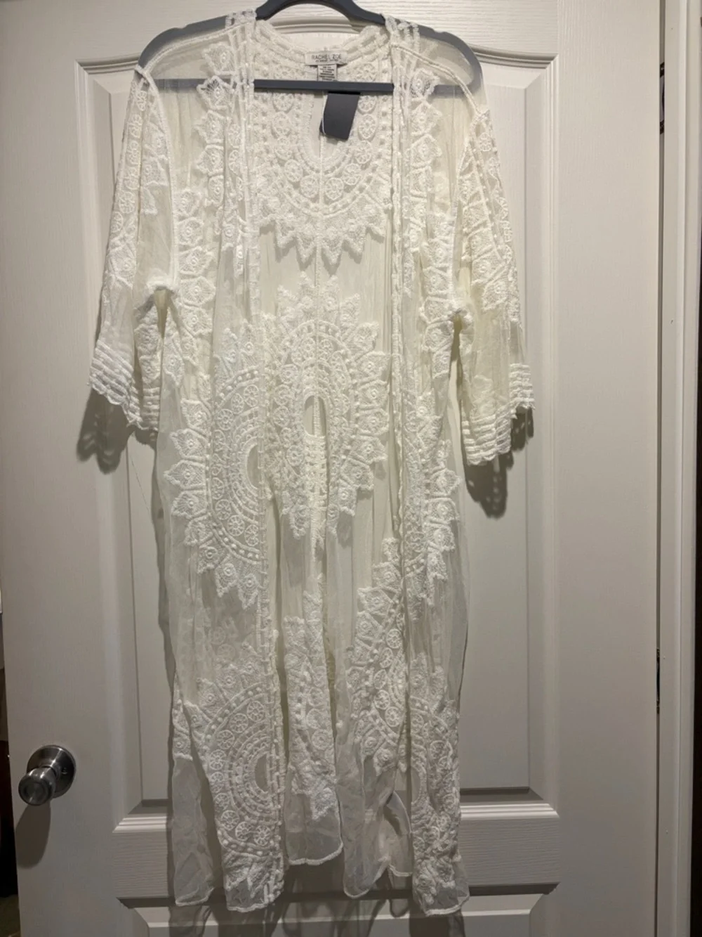 Rachel Zoe White Lace Embroidered Kimono Duster - Picture 1 of 4